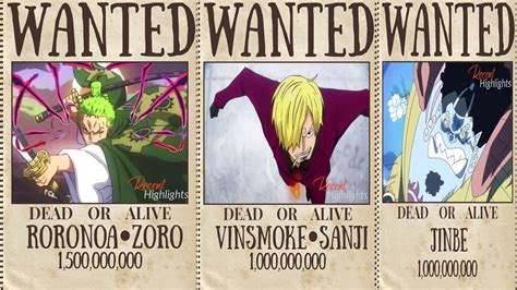 Bounty Of Zoro, Sanji, Nami, Robin, Ussop, Jinbe, Franky After Wano