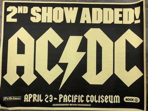 OFFICIAL AC/DC CONCERT POSTER (VANCOUVER BC)