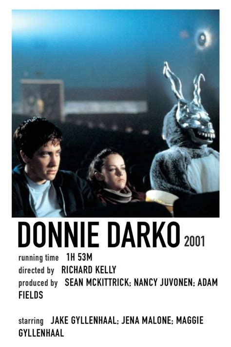 the movie poster for donne darko, featuring two people in front of a rabbit