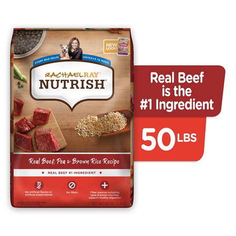 Rachael Ray Nutrish Real Beef, Pea & Brown Rice Recipe Dry Dog Food, 50 lb. Bag (Packaging May ...