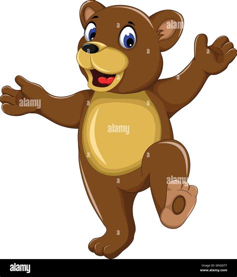 happy bear cartoon walking Stock Vector Image & Art - Alamy