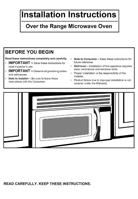 MAYTAG MMV4205BAQ - 2.0 CU. FT. MICROWAVE INSTALLATION INSTRUCTIONS ...