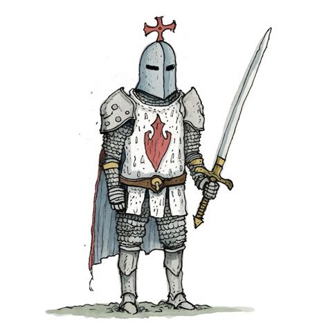 Premium AI Image | a drawing of a knight with a sword and shield