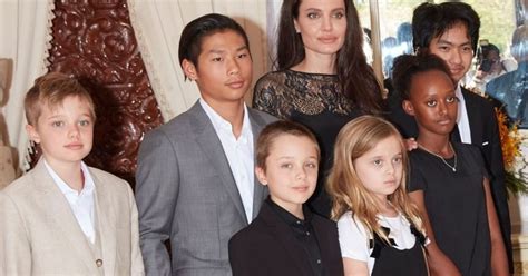 Angelina Jolie surrounded by her six children in Cambodia for first red ...