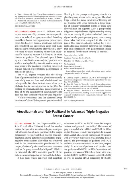 (PDF) Atezolizumab and Nab-Paclitaxel in Advanced Triple-Negative Breast Cancer