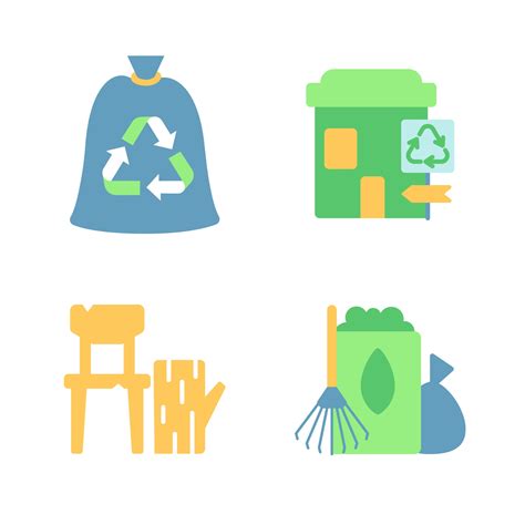 Environmental protection vector flat color icon set. Recycling and waste management. Ecology ...