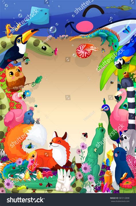 A4 Cartoon Animals Book Cover Template Stock Illustration 587212898 | Shutterstock