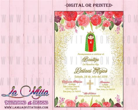 Virgencita Invitations, Virgen de Guadalupe Invitations, Virgen Bautizo ...