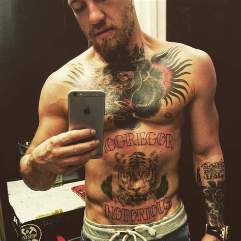 "MCGREGOR NOTORIOUS" text added to tiger tattoo of Conor McGregor : if you love #MMA, you'll ...