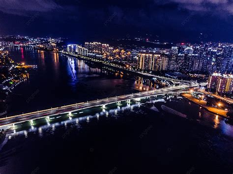 Fresh Atmosphere Aerial Night View Overpass Background, City Night View ...