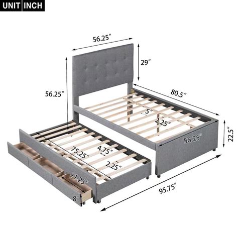 Upholstered Platform Bed with Pull-out Trundle and 3 Drawers - Bed Bath ...