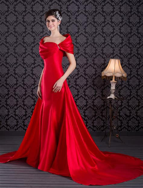 Elegant Red Taffeta Beading Strapless Fashion Evening Dress - Milanoo.com