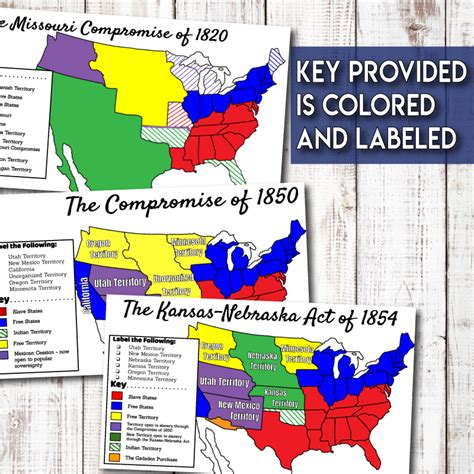 Missouri Compromise, Compromise of 1850, and Kansas-Nebraska Act - Map Activity - Peacefield History