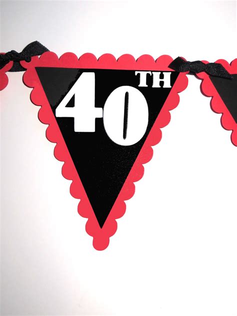 Happy 40th Birthday Banner Black Red and White or Your - Etsy