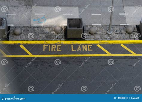 Fire Lane Markings from High Above the Street Stock Photo - Image of ...