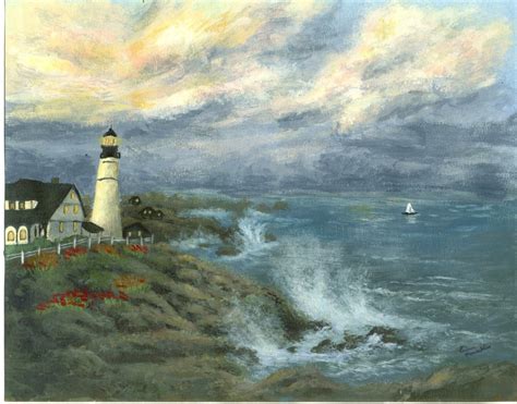 Lighthouse Painting Seascape Painting by ArtworkByErinn on Etsy