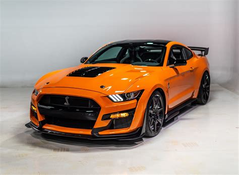 Ford Mustang, Shelby GT500, 2020, orange supercar, front view, tuning, new orange mustang ...