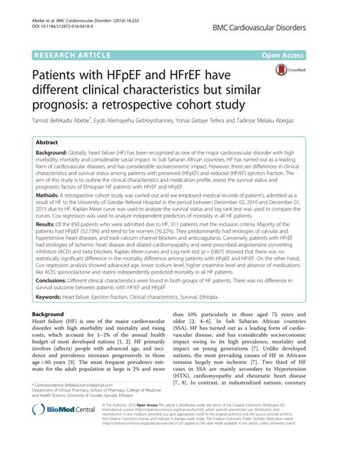 (PDF) Patients with HFpEF and HFrEF have different clinical characteristics but similar ...