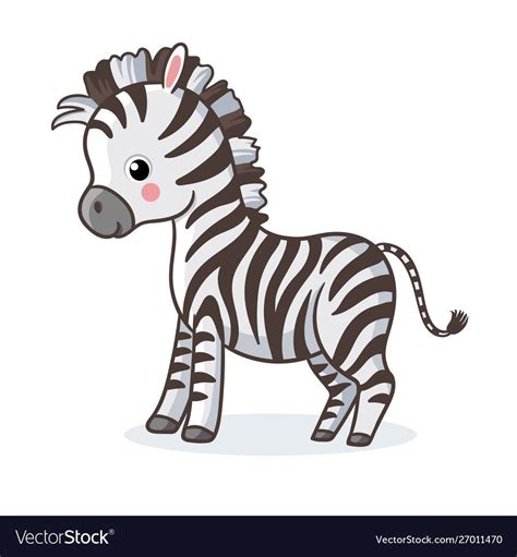 Zebra is standing on a white background and Vector Image | Zebra cartoon, Baby zebra drawing ...