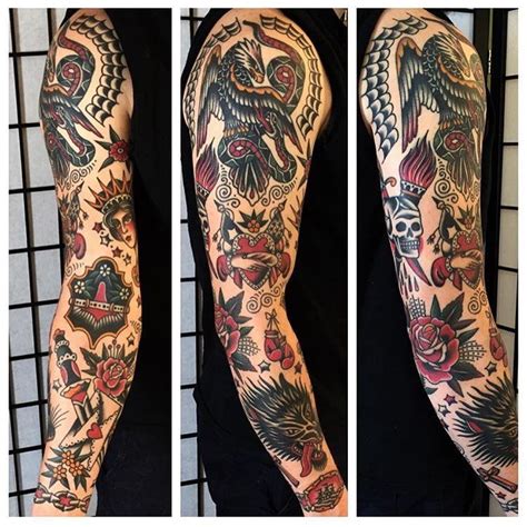 OLDLINES — #tattoo by @zachnelligan #tattoos #tattooart... | Sleeve tattoos, Traditional tattoo ...