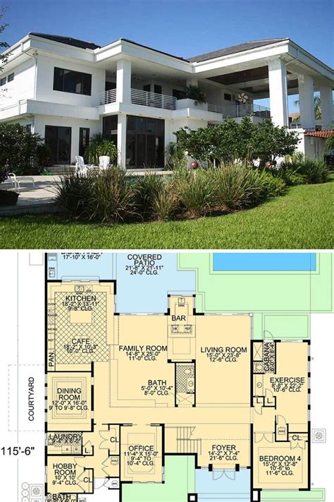 Contemporary Florida-Style Home Floor Plan Radiates with Modern Appeal | Modern style house ...