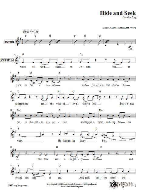 Hide and Seek (Jonah's Song) | Sheet Music Direct