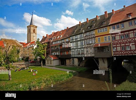 Kraemerbruecke, Merchants bridge across Gera river, Erfurt Stock Photo: 65436860 - Alamy