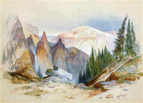 Tower Falls and Sulphur Mountain Yellowstone Painting | Thomas Moran Oil Paintings