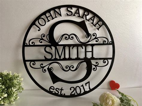 Personalized Last Name Family Sign Metal or Acrylic, Initial Split Letter Wedding Gift, Custom ...