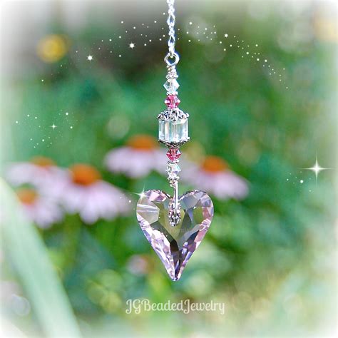 Pink Heart Swarovski Crystal Suncatcher - JGBeads