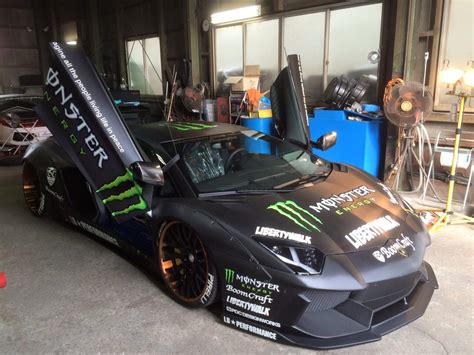 Liberty Walk Lamborghini Aventador with Monster Livery Looks like a Drift Car - autoevolution