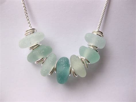 Sterling beach Glass necklace Beach Glass Jewelry statement