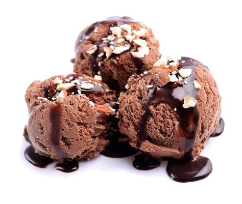 Premium Photo | Chocolate ice cream with chocolate topping isolated