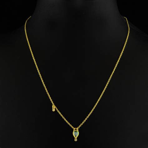 1-GN-V00589 - 24K 995 Pure Gold Necklace with Green Stone Pendant for Women | Green stone ...