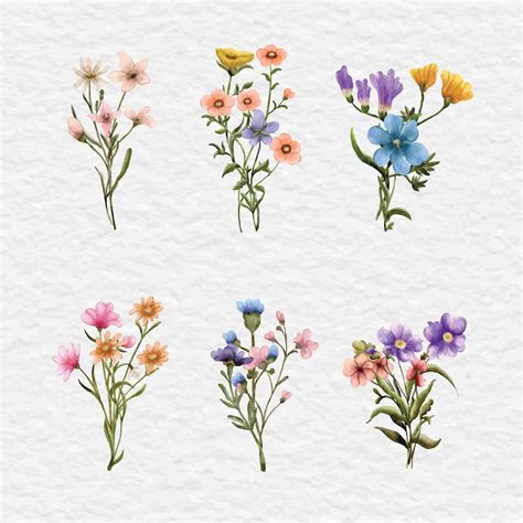 Premium Vector | Watercolor flower bouquet clip art illustration