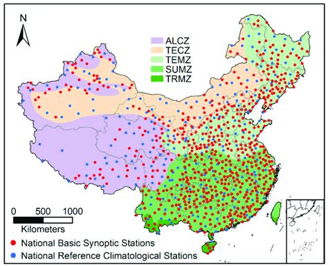 China's five main climate zones: the alpine climate zone (ALCZ), the ...