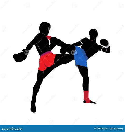 Muay Thai Silhouette, Thai Boxing, Kick Boxing Vector Illustration ...