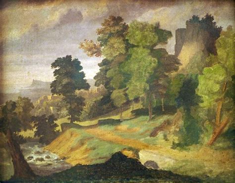 Arnold Böcklin: Landschaftstudie/Landscape study (ca. 1844) Oil on ...