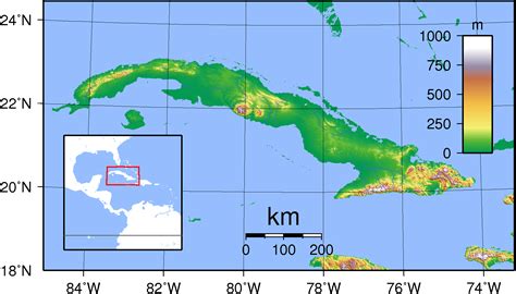 Cuba - topographique • Carte • PopulationData.net