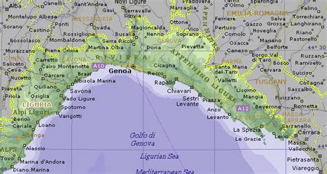 Cartina Geografica della Liguria - Stradario Mappa