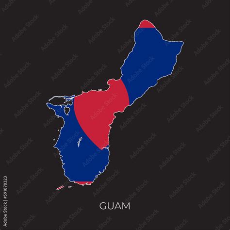 Guam map and flag. Detailed silhouette vector illustration Stock Vector ...