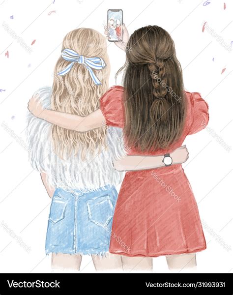 Best friends forever two girls having fun making Vector Image