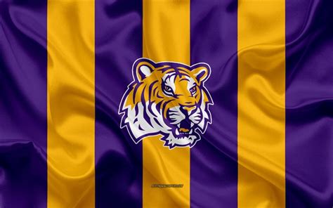 Download wallpapers LSU Tigers, American football team, emblem, silk ...