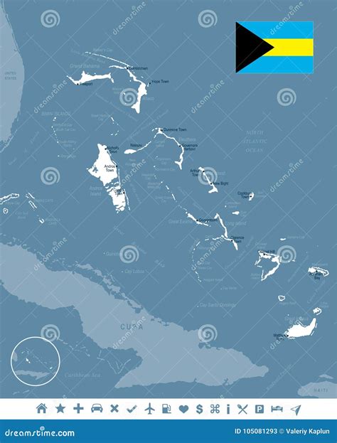 The Bahamas - Map and Flag Detailed Vector Illustration Stock ...