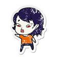 Sticker of a cute cartoon happy vampire girl Vector Image