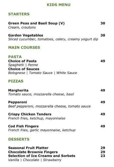 Menu of Basilico - The Cove Rotana Resort, Al Dhait South, Ras al-Khaimah