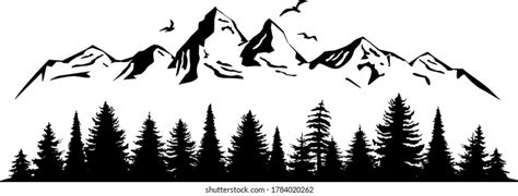 Mountains Trees Silhouette: Over 92,024 Royalty-Free Licensable Stock ...