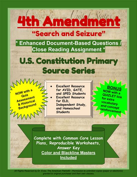 4th Amendment - "Search and Seizure" - Enhanced DBQ - Close Read (PDF)