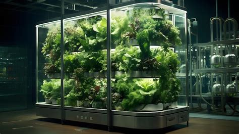 Premium AI Image | there is a large display of lettuce in a glass case Generative AI