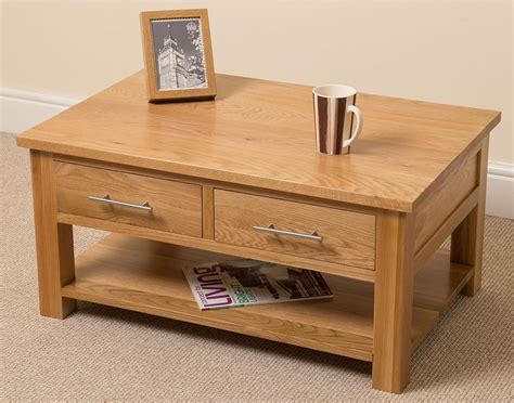 OAK FURNITURE KING Small Oak Coffee Table with Storage | Natural Oak ...